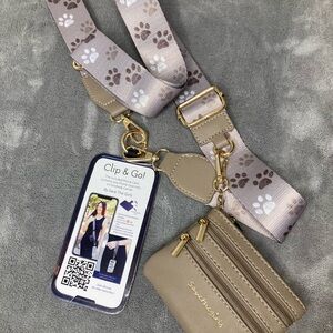 NWT The Girls Tan/Gold dog paw print - Phone Crossbody